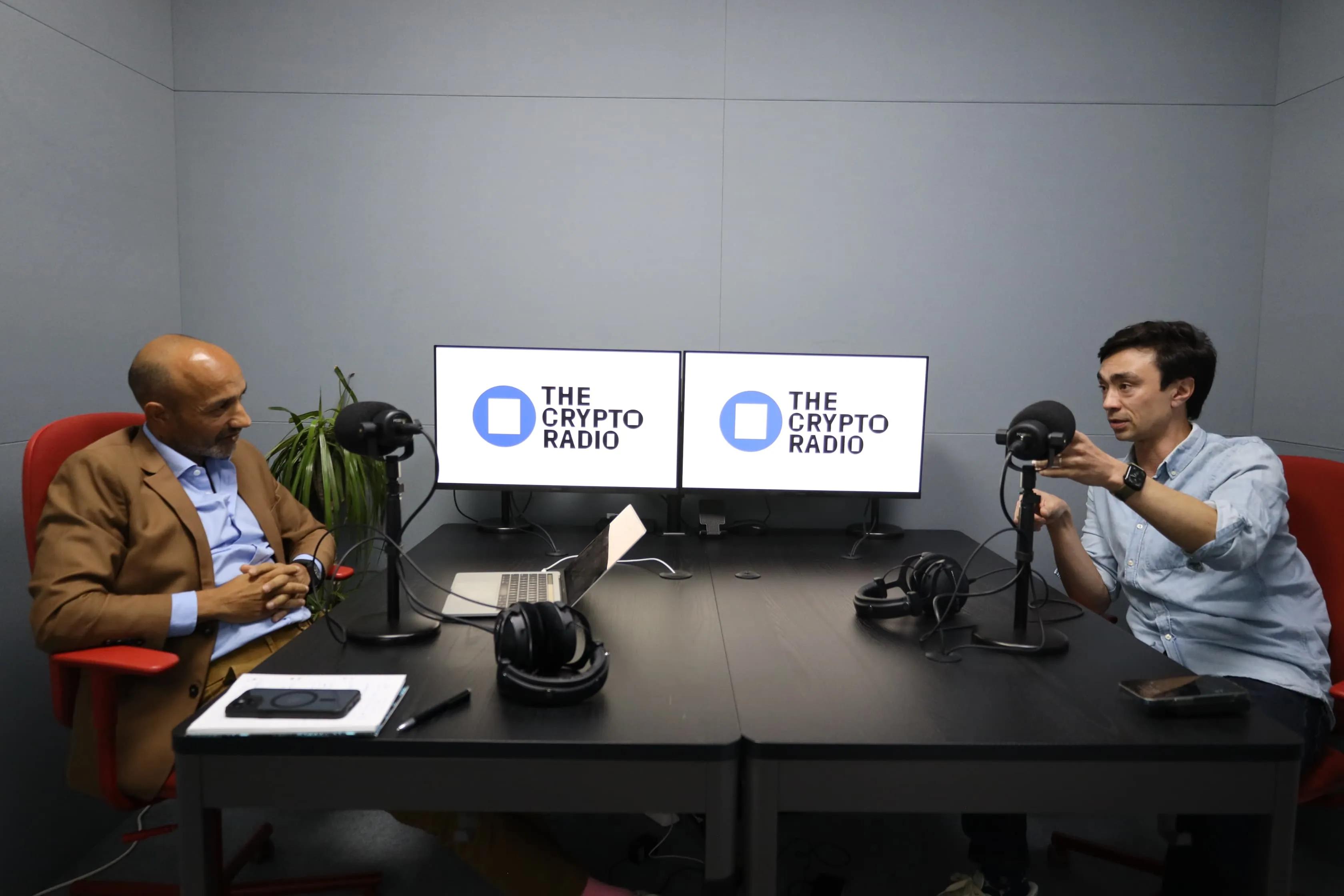 Alex Scott, who leads Solana's Super Team in the Middle East, with The Crypto Radio's Justin Harper in the studio