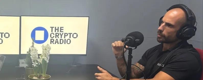 Cyrus Rustom in The Crypto Radio studio
