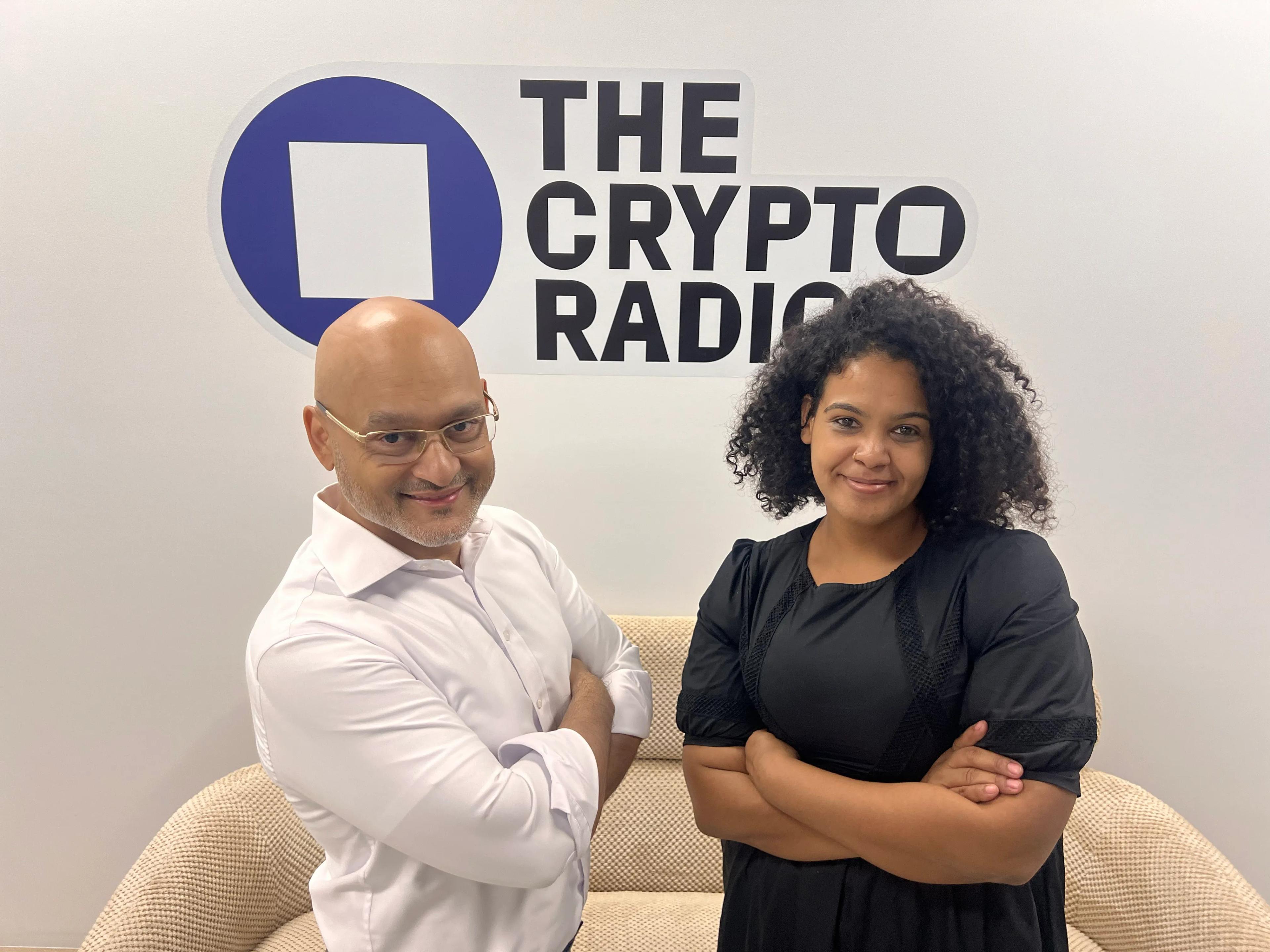 Blockchain advocate Khalid Howladar with The Crypto Radio's Omnia Al Desoukie