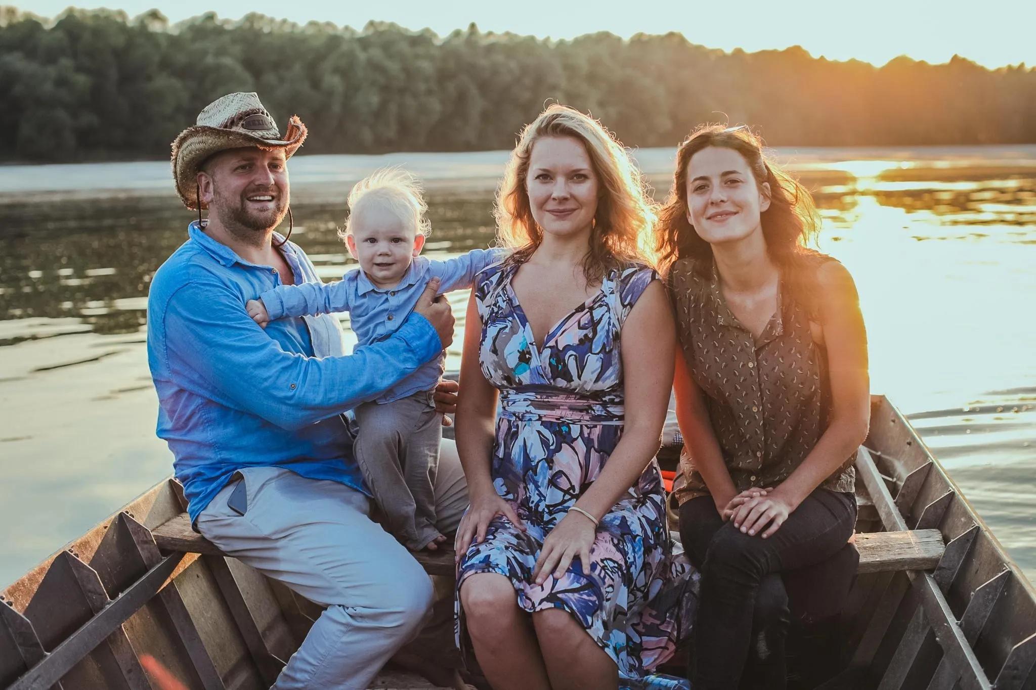 Liberland president Vit Jedlicka with his family on a boat