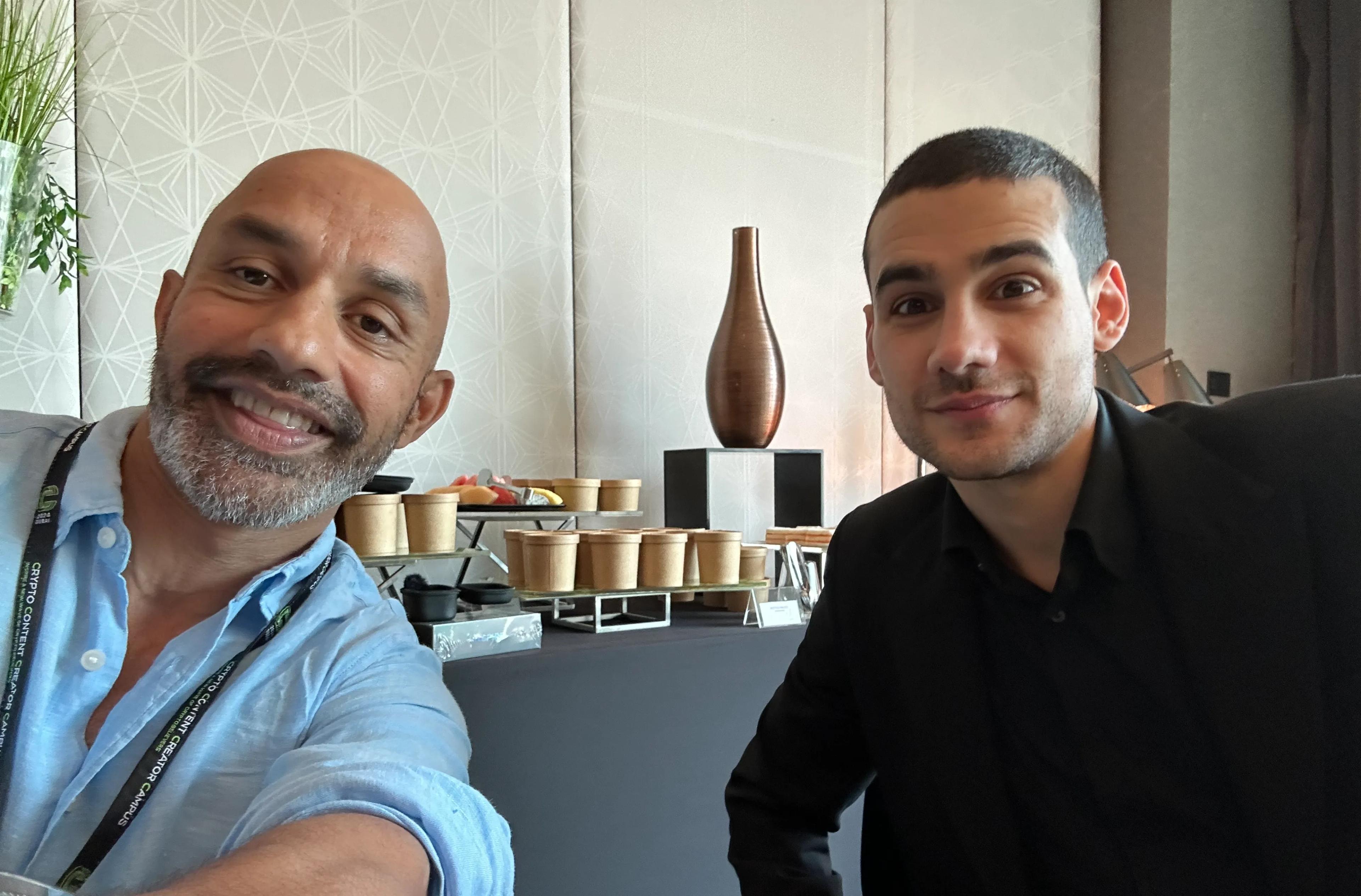 Mario Nawfal, founder of the Athena Group of Companies, with The Crypto Radio's Justin Harper
