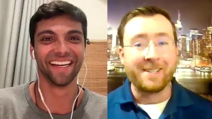 From left, The Crypto Radio resident expert Henry Batrouni with Sean Stein Smith