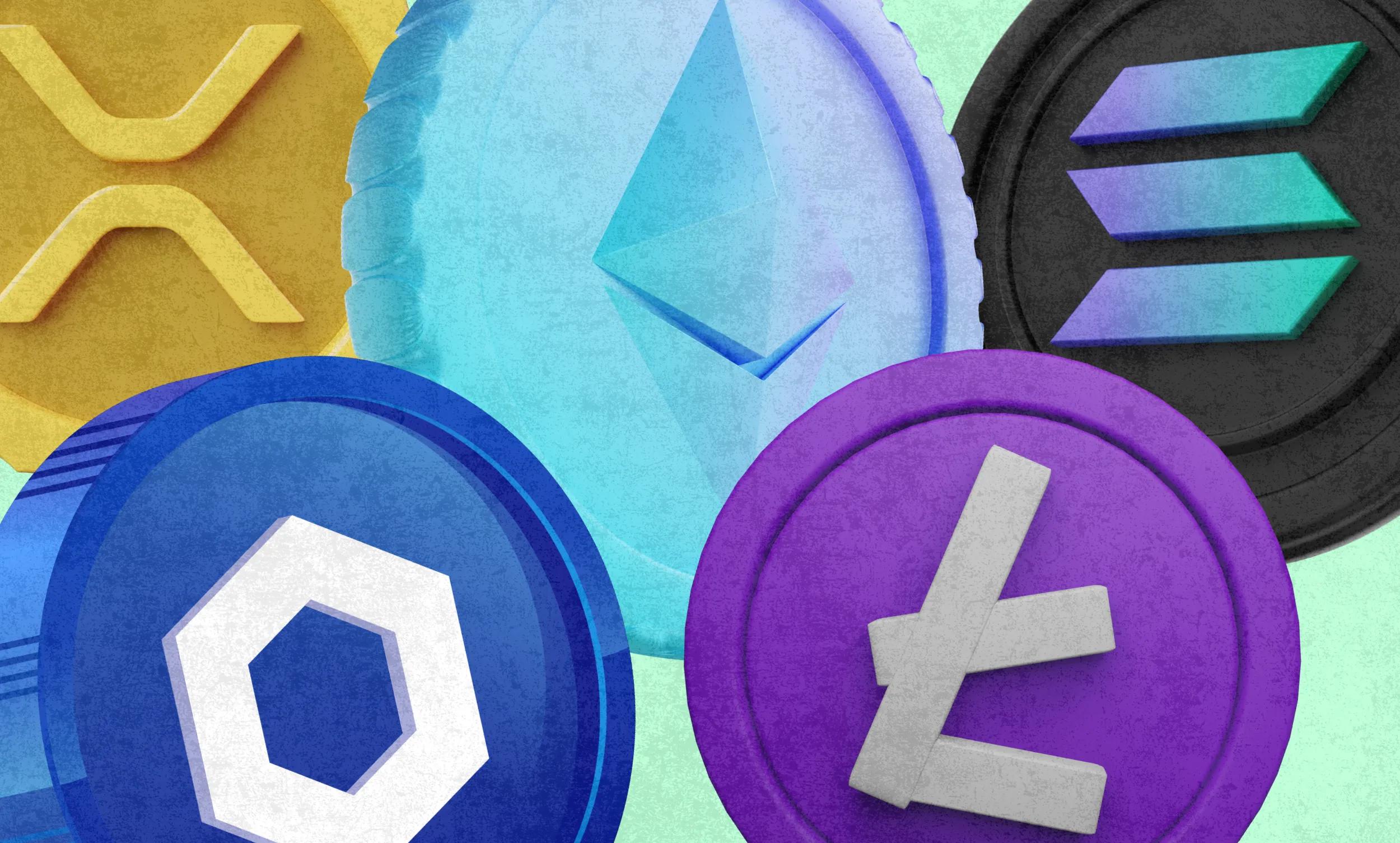 Logos of different altcoins