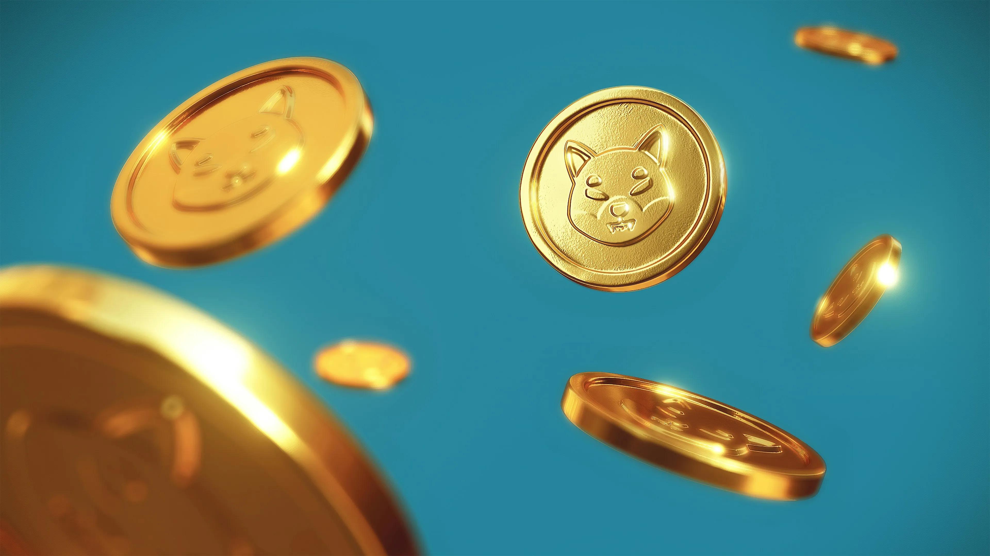 Cryptocurrency coins on a colourful background
