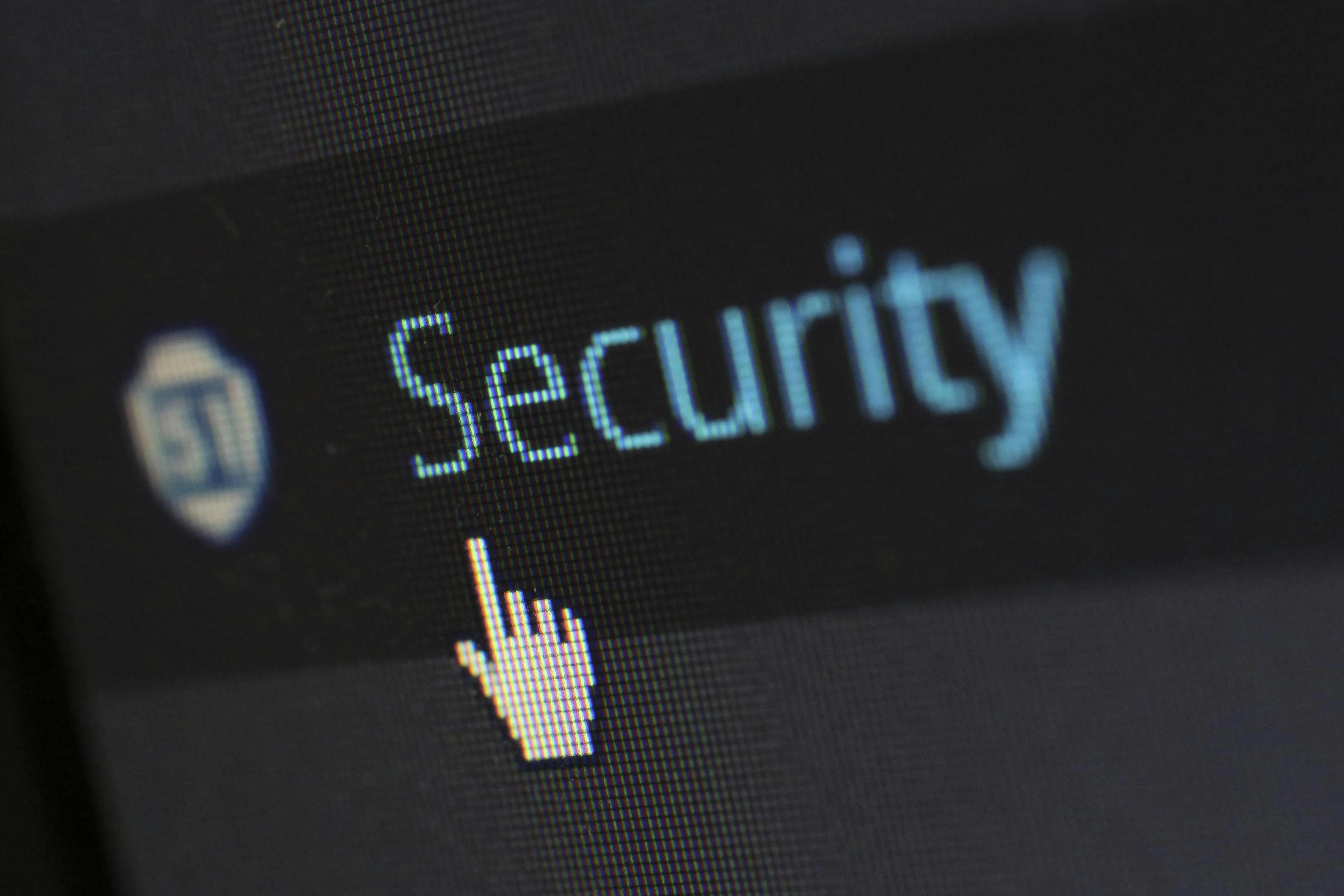 Security written on a computer screen