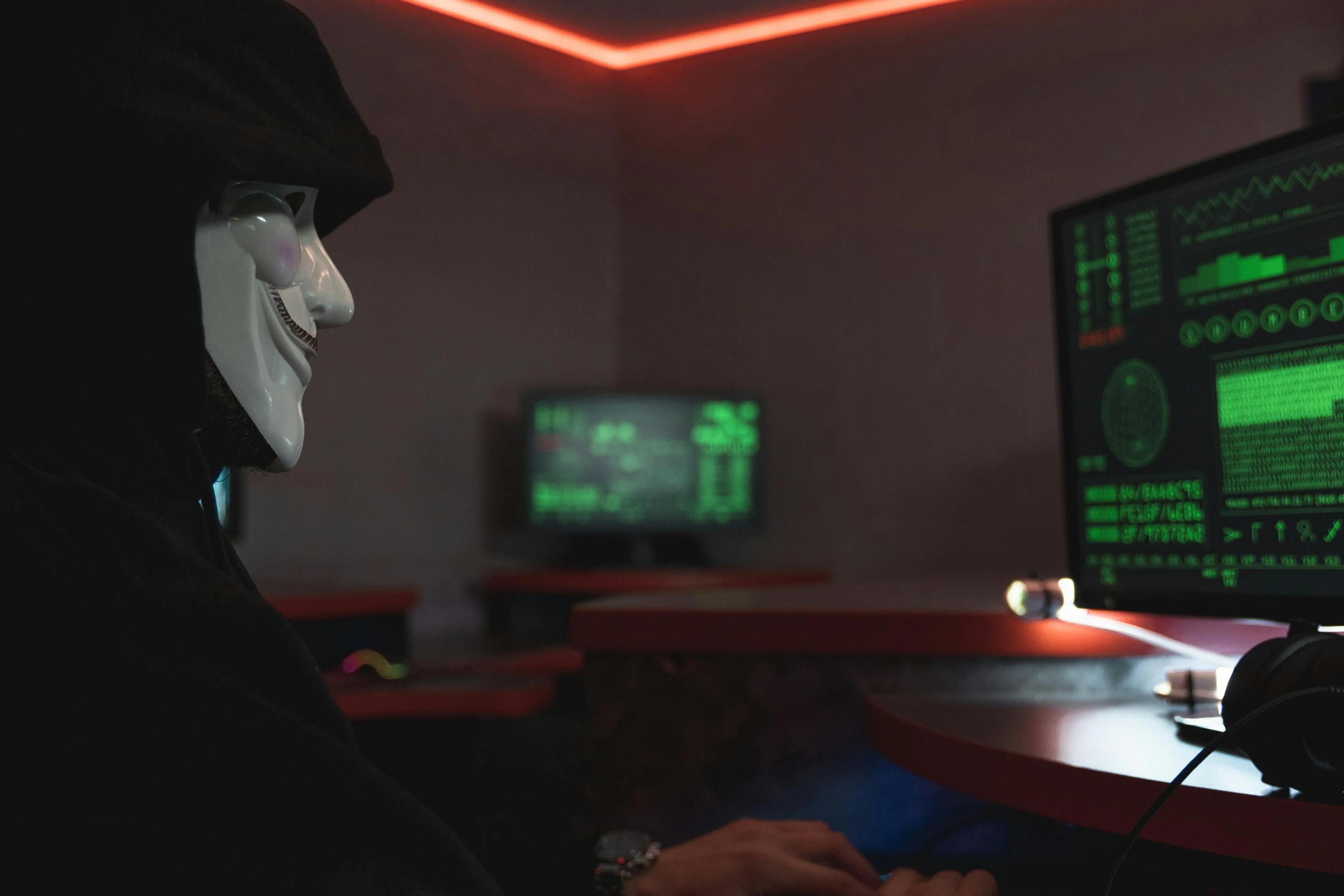 Hacker uses computer