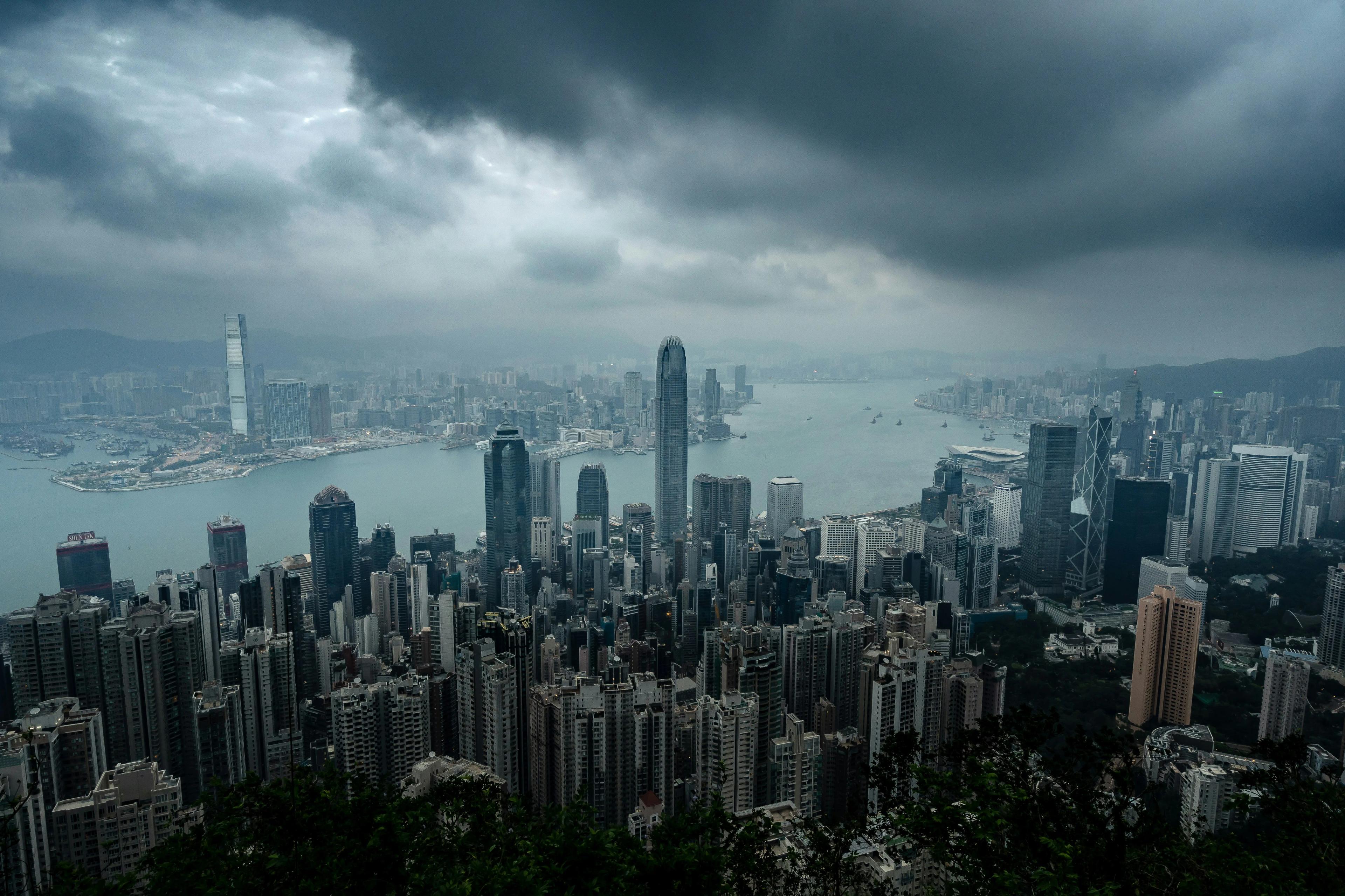 Storm clouds gather over Hong Kong