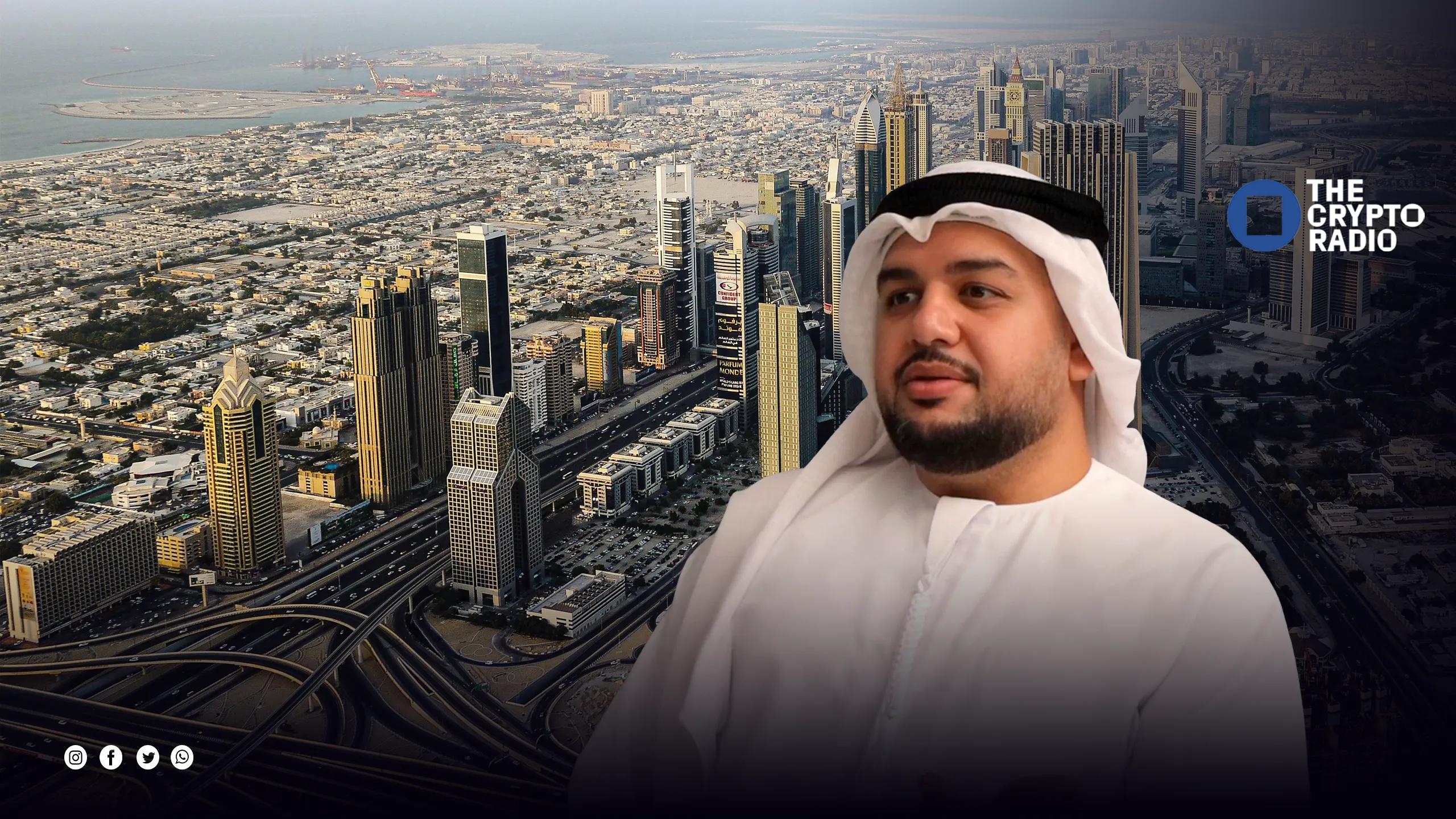 Dubai aerial shot and Seyed Mohammed Siam Husseini at The Crypto Radio
