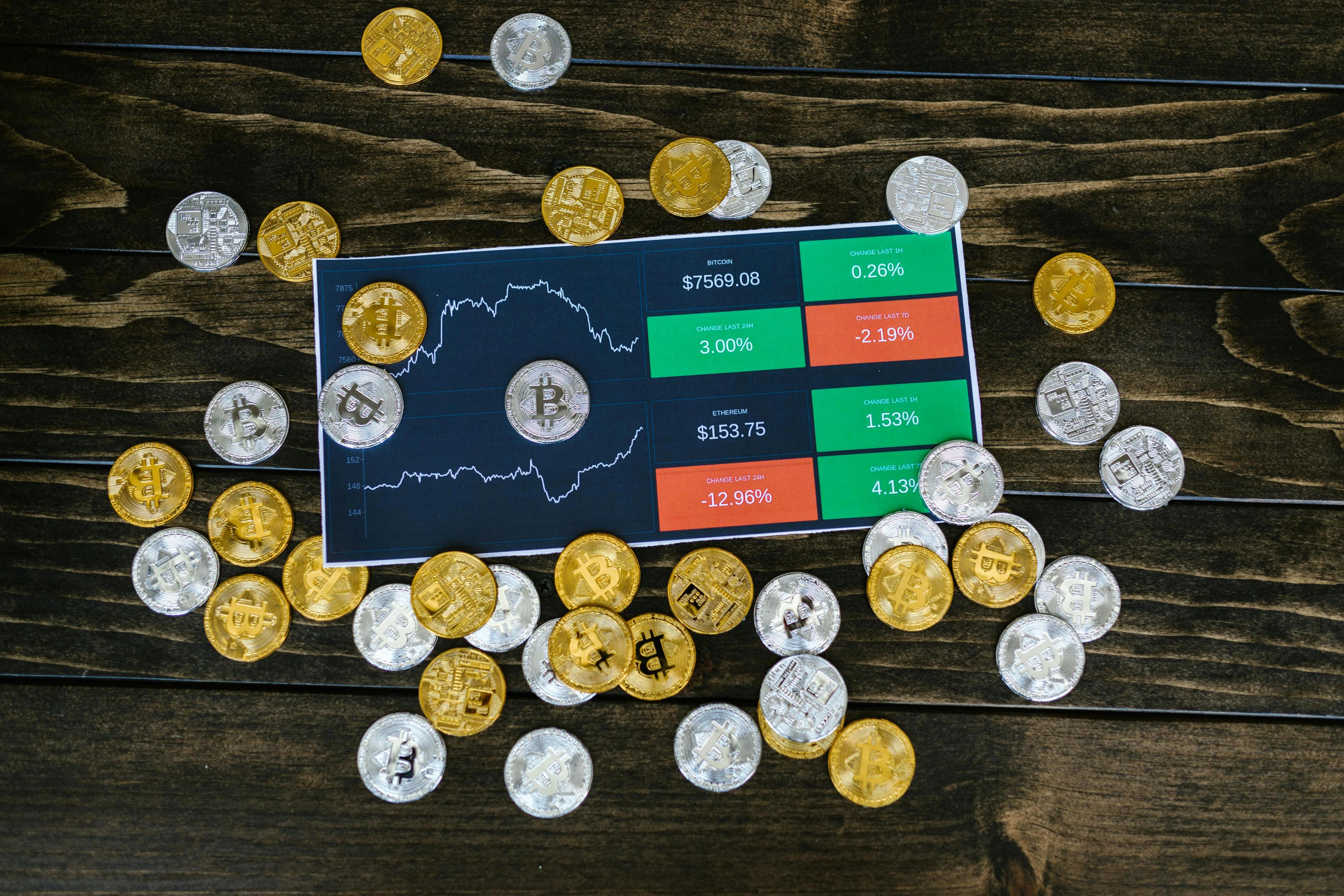 Gold and Siver coins on the table