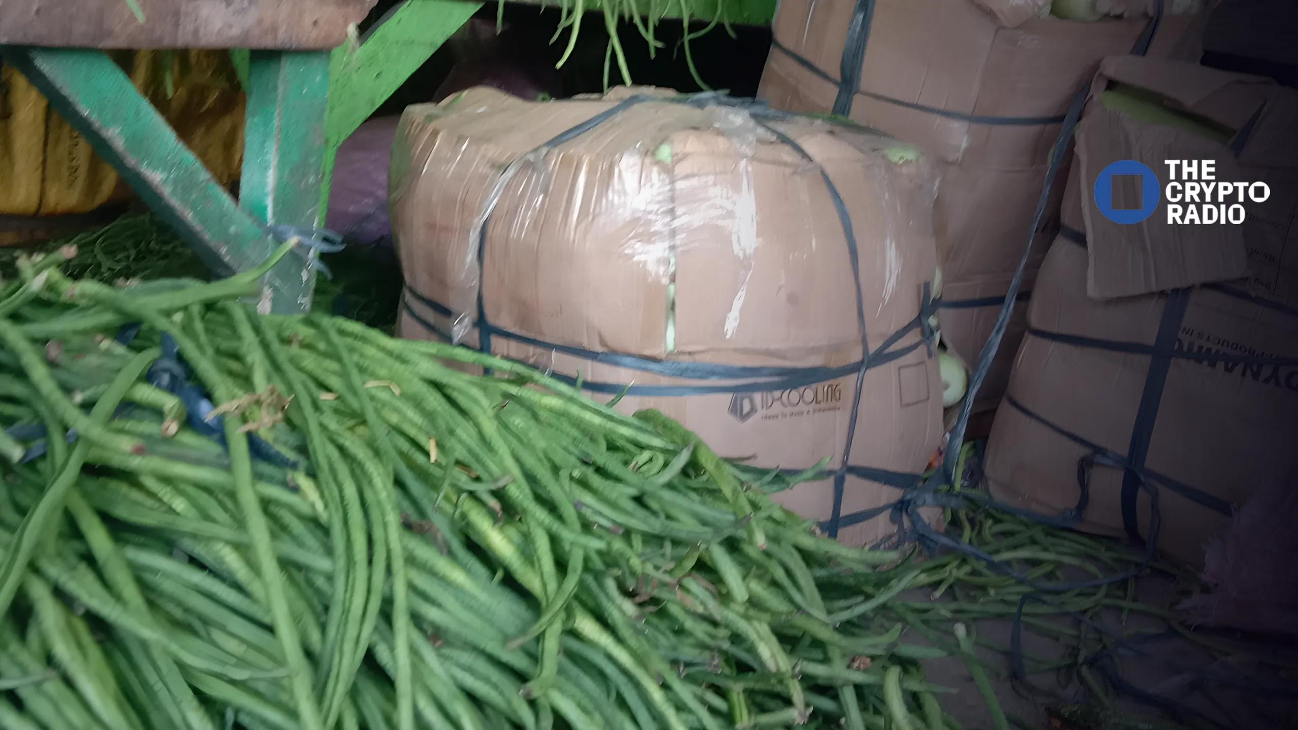 The actual photos of vegetables and boxes Rjay has to carry and sell.